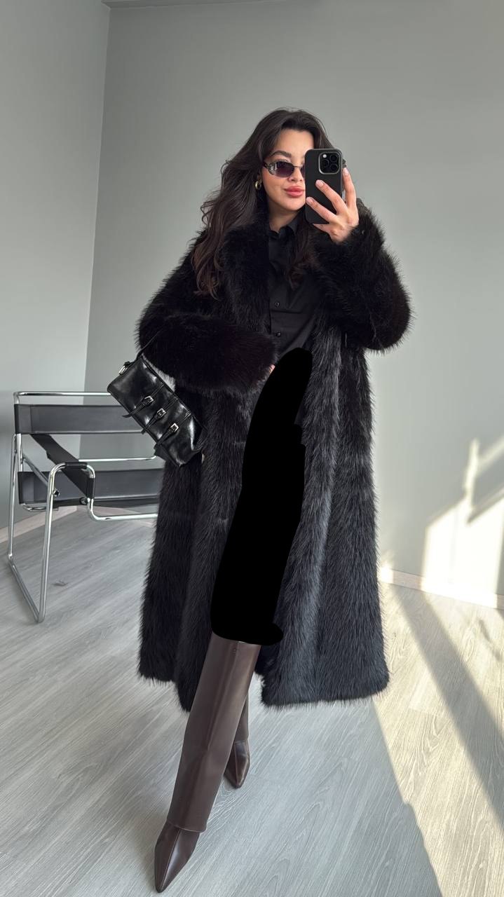 Manteau Long Luxe – Fausse Fourrure Élégante